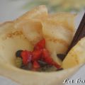 Crepes de fresa y kiwi en almíbar