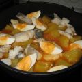 Patatas con bacalao y huevos duros