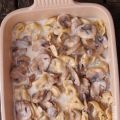 Tortellinis con champiñones y salsa gorgonzola