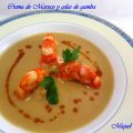 Crema de Marisco con colas de gamba