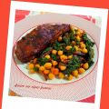 Costilla de cerdo con espinacas rojas y[...]