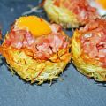 Nidos kataifi con huevo y jamón