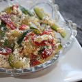 Calabacín con pollo, pimientos y requesón
