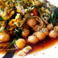 Garbanzos con juliana y queso fresco