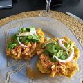 Tostas mexicanas de pollo con salsa Valentina