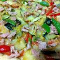 Pizza de bonito y verduras