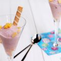 Helado de melocotones y vino tinto