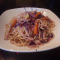 verduras con pollo y espaguettis al estilo chino