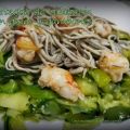 Salteado de calabacin con gulas y gambones