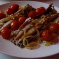 Caballa con tomates cherry en dos hornadas