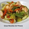 Tagliatelle con verduras en Wok