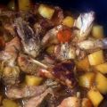 Conejo rustido con dados de patata