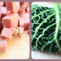 Berza con corazón de mousse de mortadela