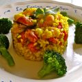 ARROZ A LA CÚRCUMA CON VERDURAS Y MARISCOS