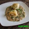 Rollitos de halibut con crema de setas