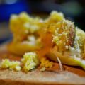 Plátano con budin de mandarina