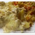 Torta de patata con atún y arroz con pimientos