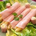 Rollitos ligeros de jamón y espárragos