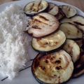 Arroz blanco con calabacín y berenjena