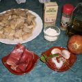 Setas cremosas con jamón