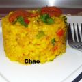 Arroz con bacalao y huevas de erizo de mar.