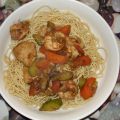 FIDEOS CHINOS CON POLLO Y GAMBAS