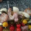 Brochetas de solomillo ibérico con verduras
