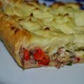 Tarta de verduras con carne del puchero