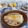 Merluza con salsa de champiñones