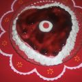 Corazón de queso, frambuesa y nata