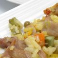 Arroz con pavo y piperrada