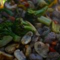 Vegetales y vacío a la plancha.