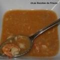 Sopa de pescado con cabra, rape y gambas