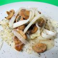 Cintas de nabo con champiñones en salsa crema