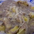 Tortellini con salsa de champiñones y parmesano