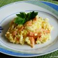 Arroz con salmón ahumado.
