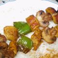 Brocheta de solomillo con champiñones y[...]