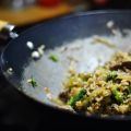Wok de ternera con arroz integral de colores