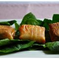 Crujientes de espinacas con gambas