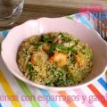 Quinoa con esparragos y gambas