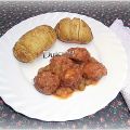 PATATAS HASSELBACK CON ALBÓNDIGAS (Microondas)