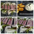 Ceviche de atún y croquetas de arroz
