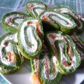 Rolling de espinacas, salmón y queso crema