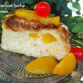 Puding de arroz con leche y melocotones