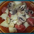 Guiso de patatas con champiñones y chorizo