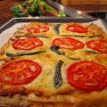 Pizza de Phyllo con chile poblano y tomates