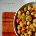 SALTEADO DE GARBANZOS CON VERDURAS Y GAMBAS