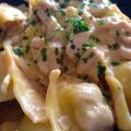 Pasta con salsa Strogonoff de pollo