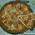 Pizza con masa de brócoli - gambas y gorgonzola