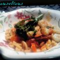 FIDEUA DE VERDURAS , BIMI Y GAMBAS